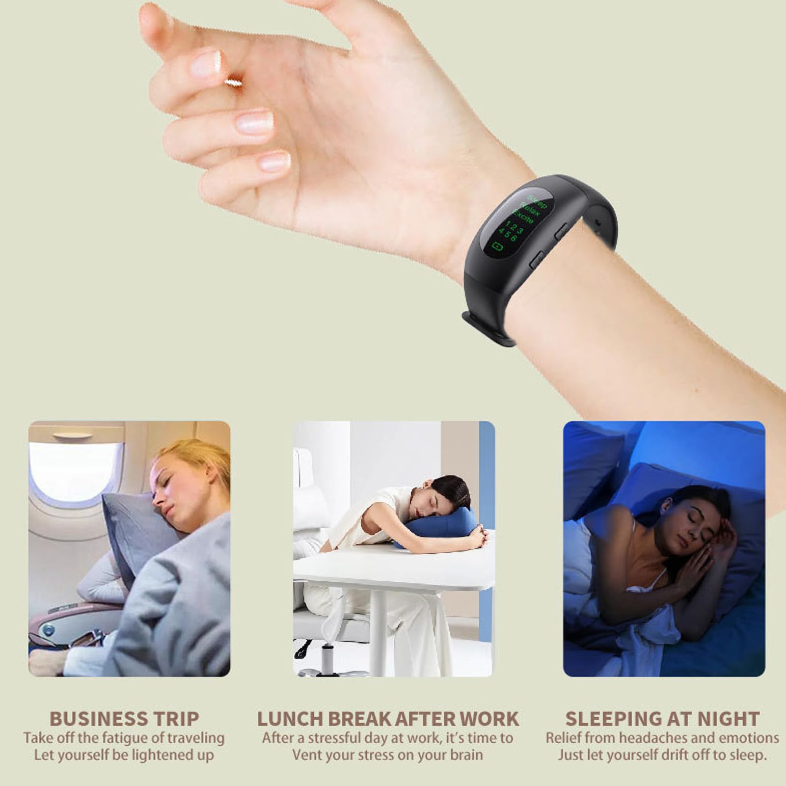 Machine D'aide Au Sommeil Pour Adultes, Aide au sommeil bracelet montre dispositif soulagement de l'anxiété 3 Modes 6 force microcourant aide au sommeil Machine Pour Adultes Soulager le Stress