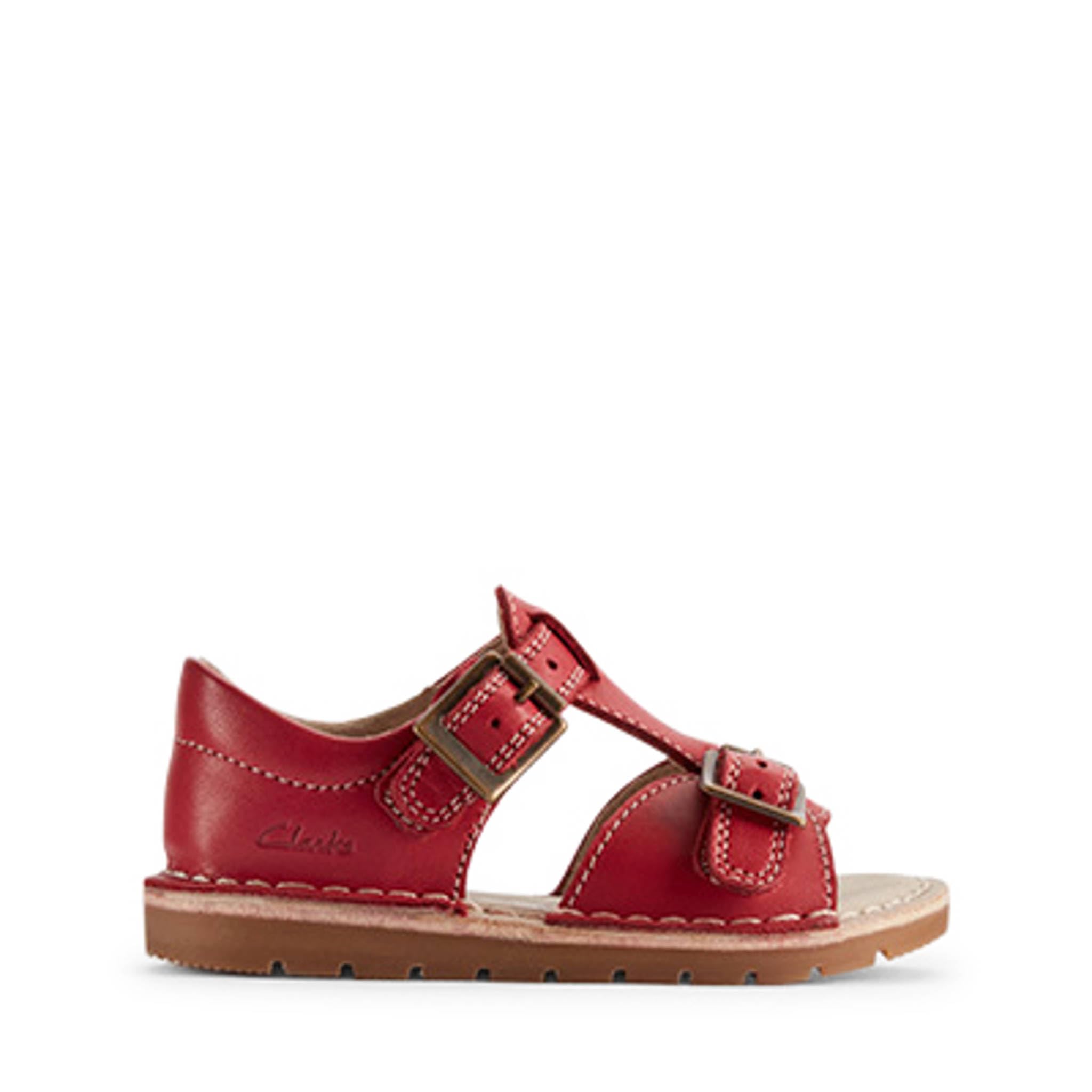 Clarks PlaysunReef T. Childrens Red Leather, 5