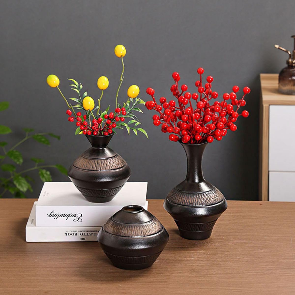 Amazon.com: 新中式花瓶客厅插花花器玄关电视柜博古架家居装饰品