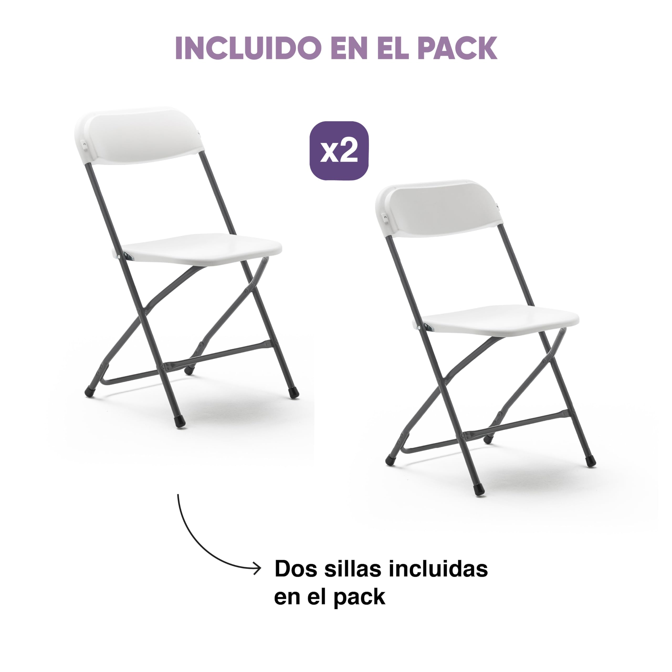 KG KITGARDEN - Pack de 2 Sillas Plegables Multifuncionales, 80x45x45cm, Blanco