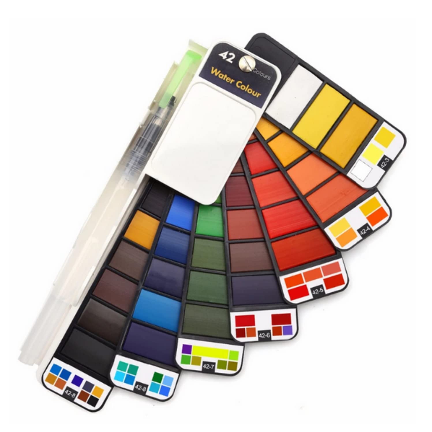 SKEIDO Brush Watercolor Painting Set 42 Color Paint Brush Foldable Travel Solid Water Color Pigment Paint Set