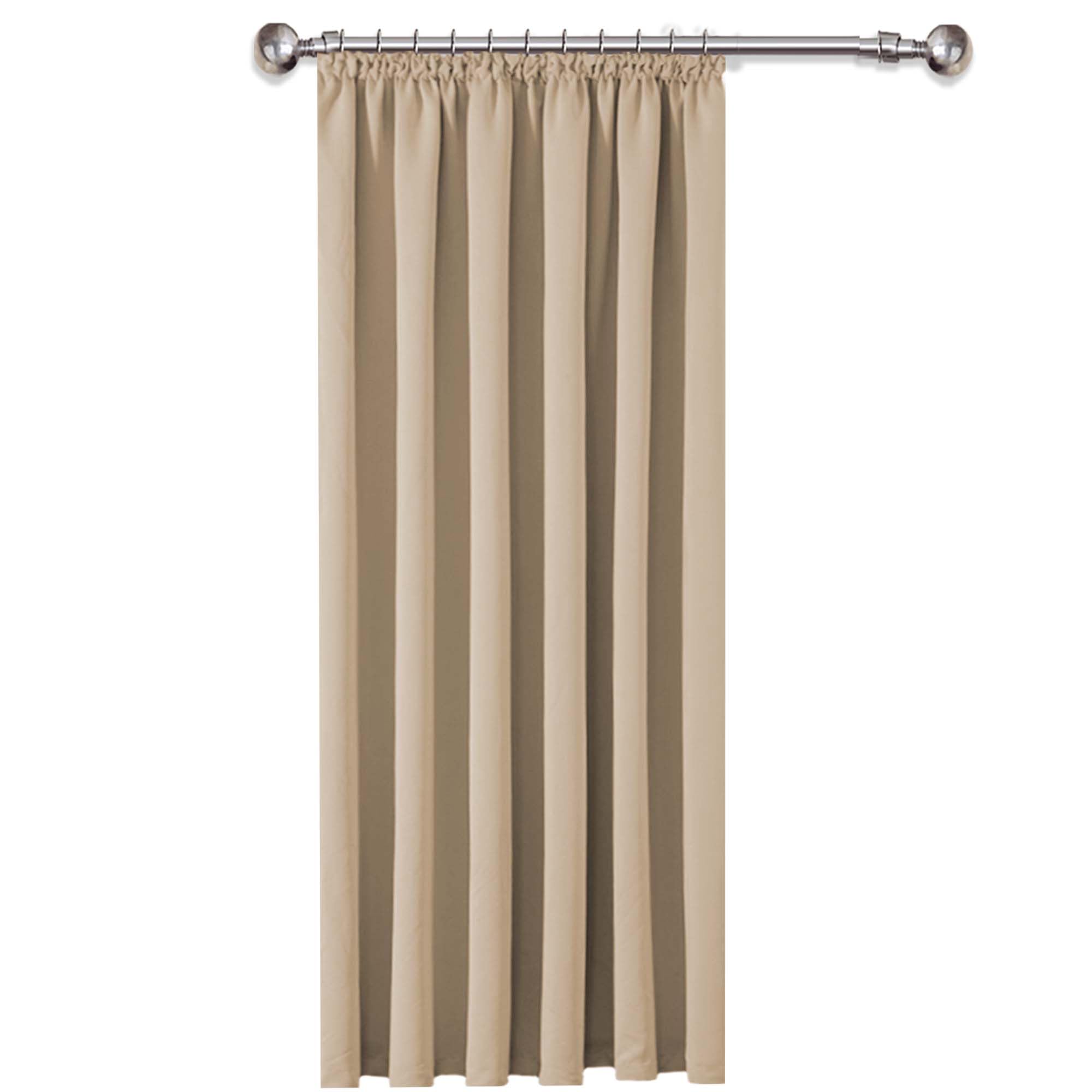 AMEHA Blackout Single Panel Curtain Pencil Pleat Cream Curtains for Bedroom 66x84 Inch Thermal Insulated Super Soft Door Curtains with Tieback