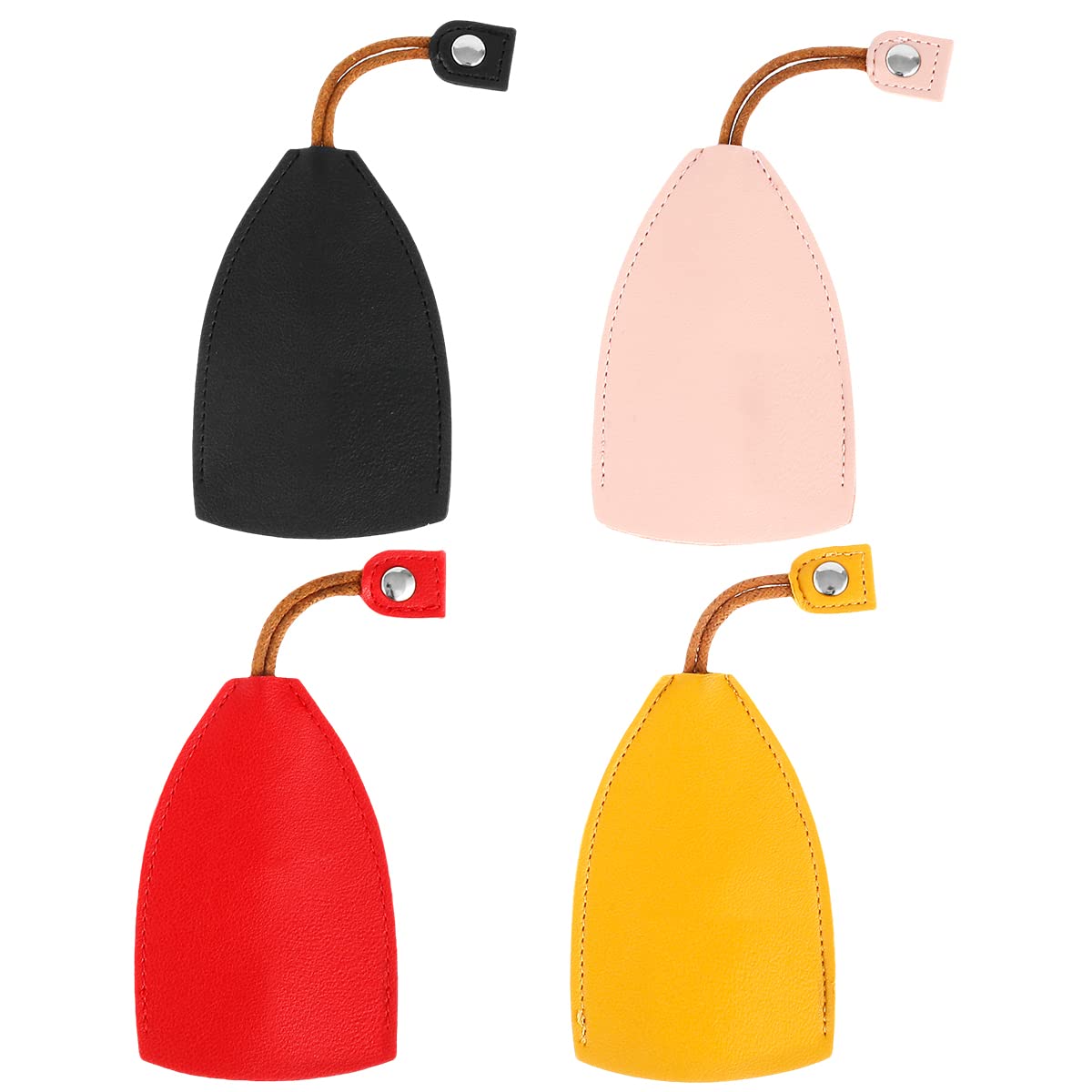 4Pcs Pull Out Key Sleeve PU Leather Pull Out Car Key Case Fashion Cartoon Key Holder Protector Case Portable Keychain Holder Hook Anti-Slip Car Key Pendant(Solid color)