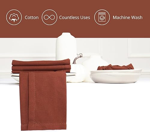 Miniatura 3 de Juego de 12 servilletas de tela de vainica, 100% algodón, suaves, duraderas, lavables, ideales para eventos, bodas, primavera y verano, perfecto