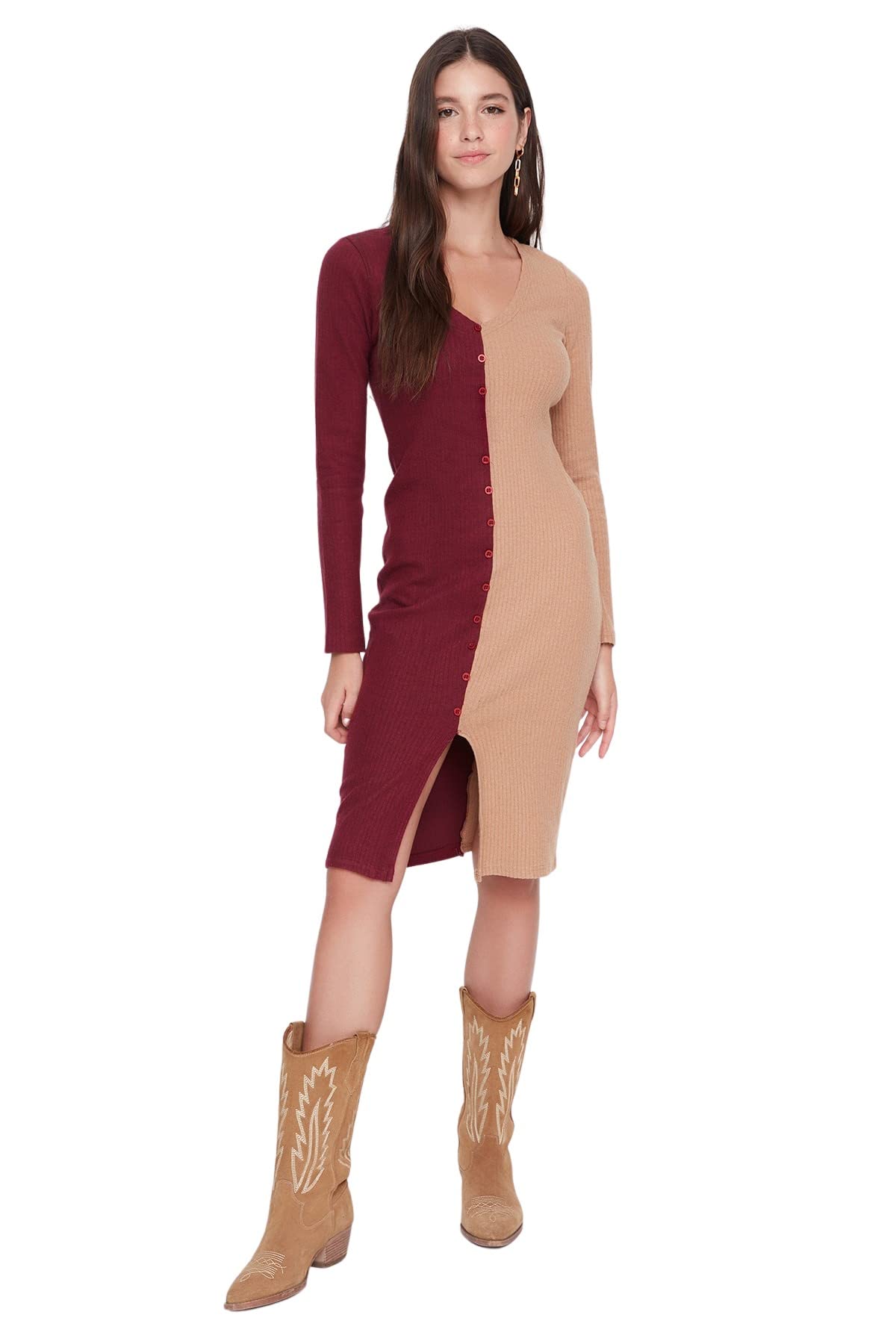Trendyol Vestido Ajustado Estándar Midi Mujer