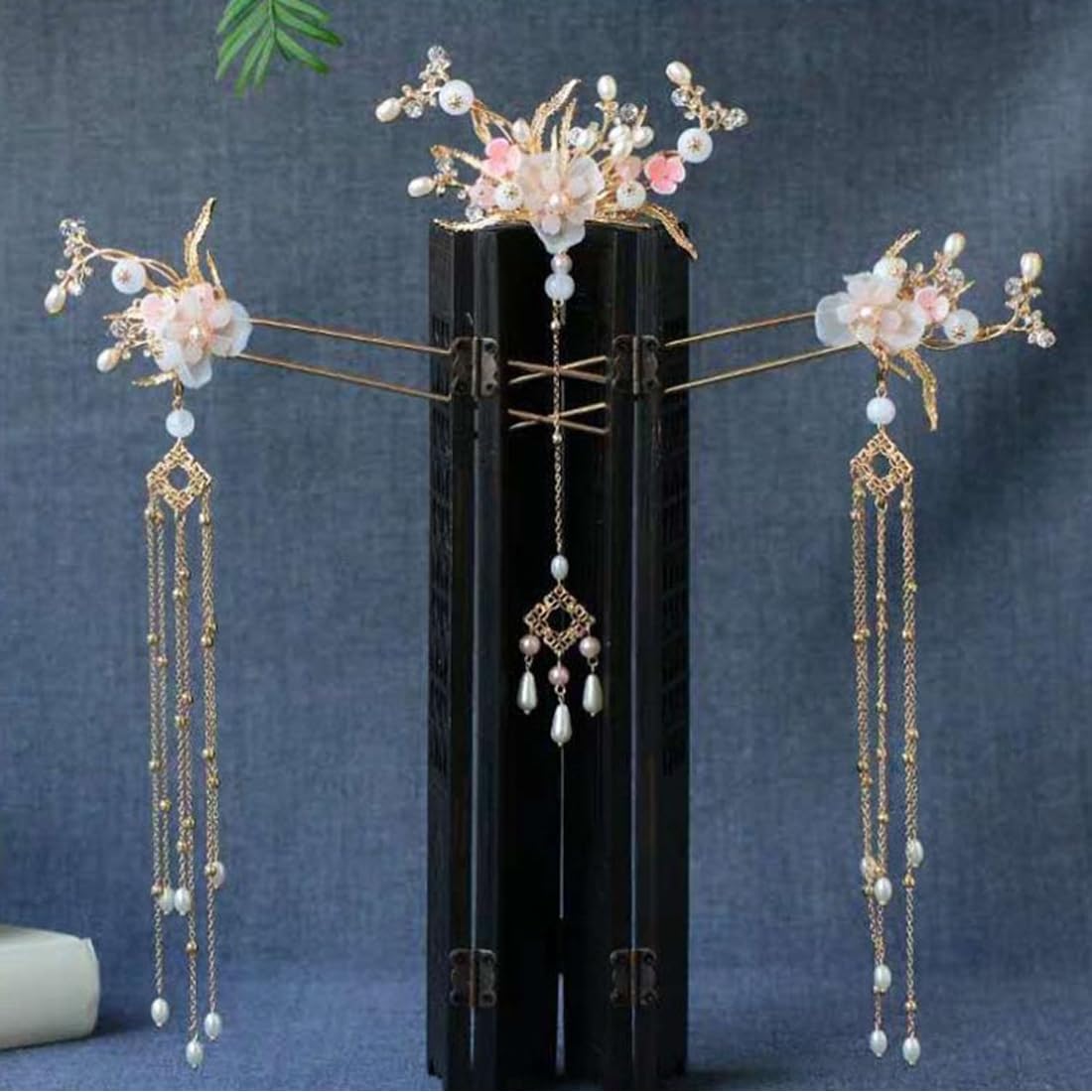 Alloy Hair Sticks Pins Long Tassel Hanfu Chinese Hair Pins Comb/Earrings Set of 1 Traditional Classical (Style C)