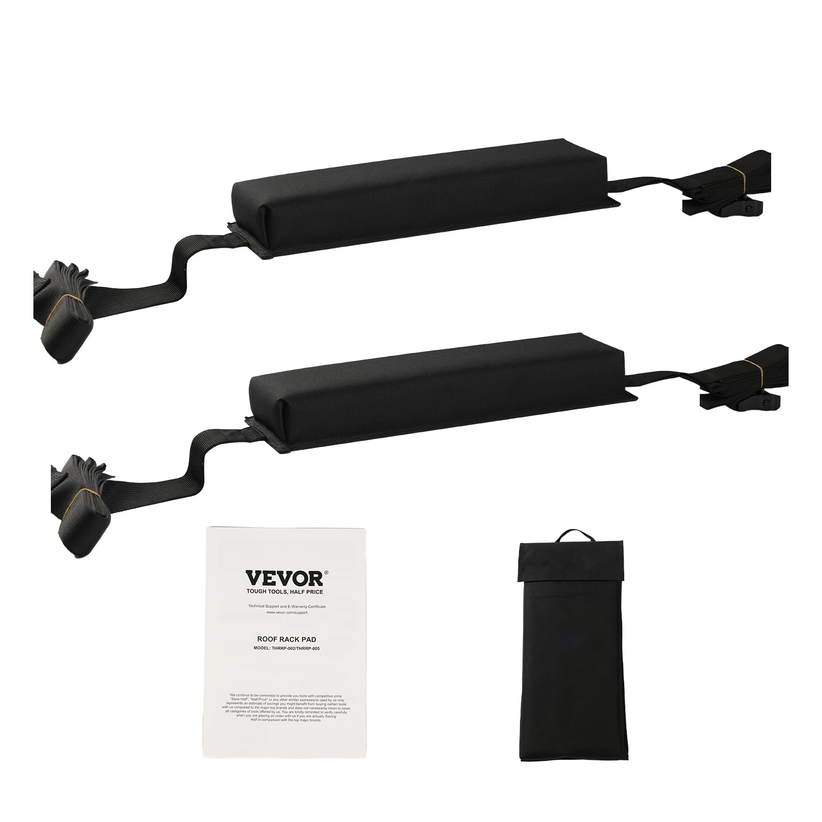 VEVOR Coussinets de Toit Universels, Coussinets pour Porte-Bagages et Porte-Kayak de Voiture, Capacité de Charge de 80 kg, avec Sac de Rangement Portable, pour Canoë Planche de Surf Sup, Voyage