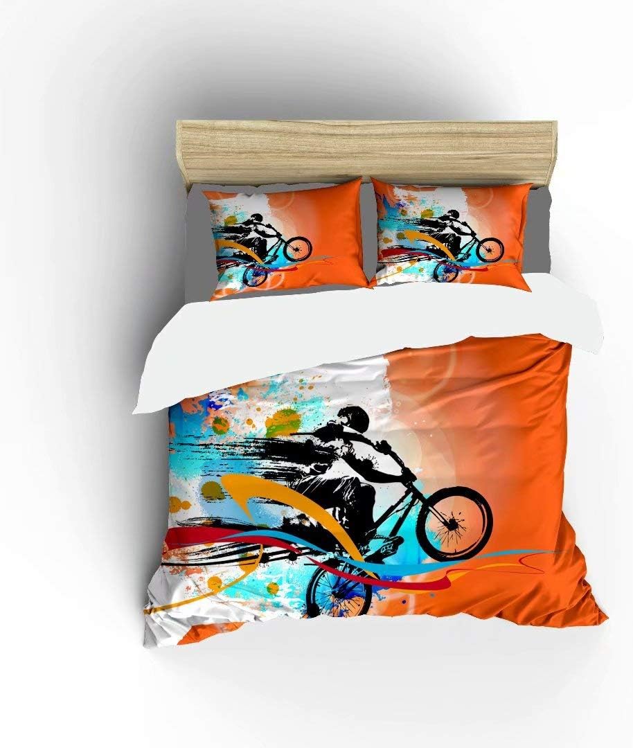 Weekly Top Sale FlowerFish BMX Rider Ultra Soft Bed Set Lightweight Brushed Microfiber Fabric Bedroom Decor Best Gift for Bedroom -1Duvet Cover + 2Pillowcases, Full Size Get Special Price FlowerFish BMX Rider Ultra Soft Bed Set Lightweight Brushed Microfiber Fabric Bedroom Decor Best Gift for Bedroom -1Duvet Cover + 2Pillowcases, Full Size