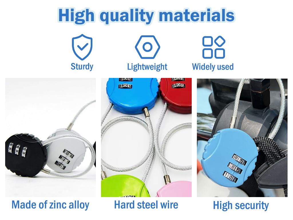 Anlising 10PCS 3 Digit Combination Padlocks, Small Combination Cable Padlock, 3 Digit Security Cord Padlocks - Image 4