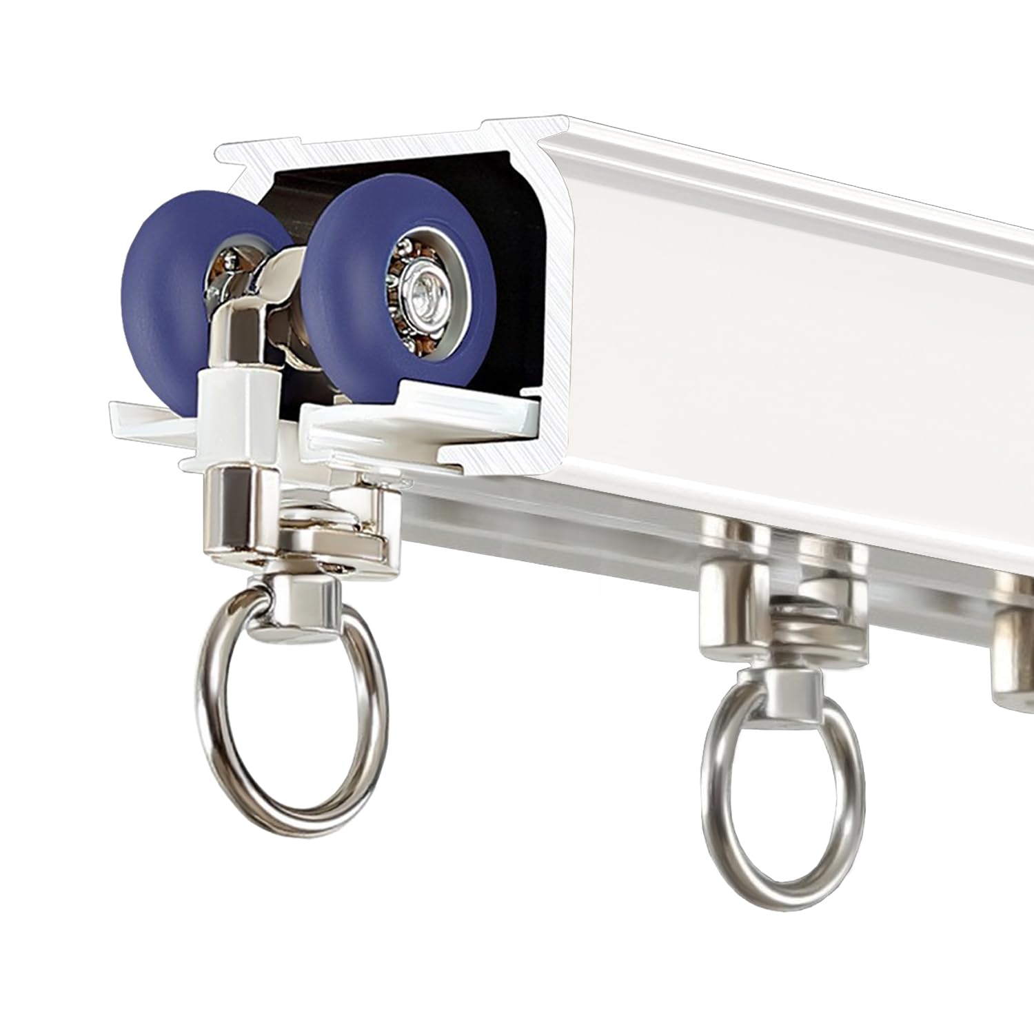 Rail de rideau en aluminium pour rideaux, 4 m avec roulettes silencieuses, système de rail de rideau de montage au plafond ou au mur, pour chambre à coucher, camping-car, douche, bureau, blanc