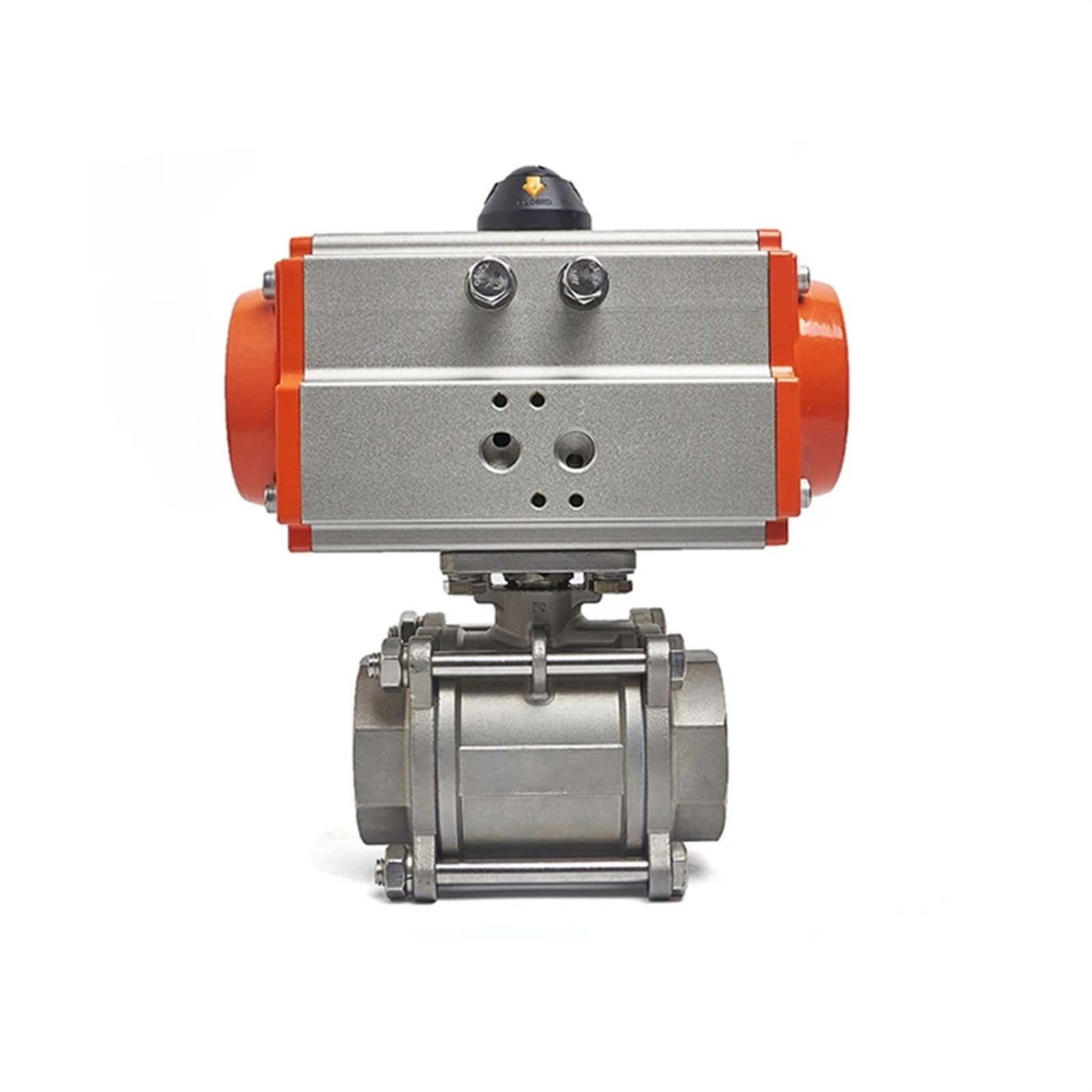 Cxfcihft One Color Dn65 Three Piece High Platform Pneumatic Ball Valve Stainless Steel 304 Double Acting Cylinder