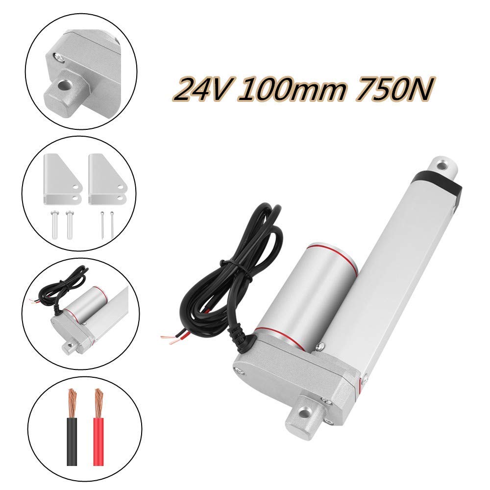 Linear Actuator 750N 24V 100mm Hochleistungs Linearmotor Elektromotor DIY mit 2 Halter und 4 Sicherungsstift