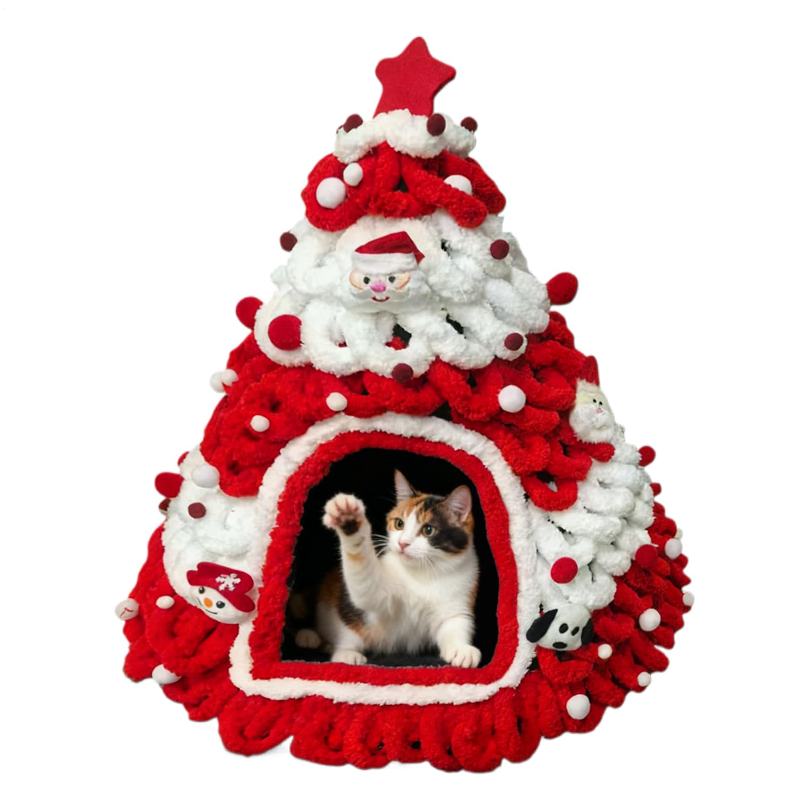 Niche de lit pour chat Arbre de Noël pour un sommeil d'hiver au chaud