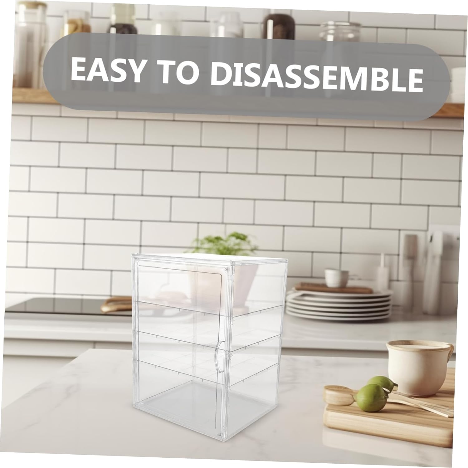 Adjustable Pastry Display Case Transparent Bakery Storage Box for Cookies Cupcakes and Desserts Food Holder for Kitchen and Stores