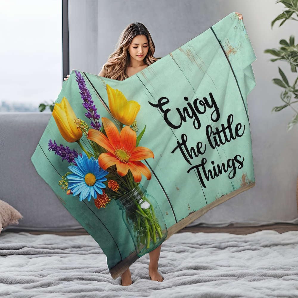 Couverture pour maman Enjoy The Little Things en flanelle grand format 150 x 200 cm