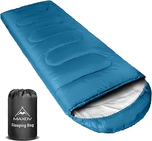 MAXOV Saco de dormir para adultos, cálido XL, para clima frío, camping, al aire libre, sacos de dormir grandes y altos para 4 estaciones con saco de