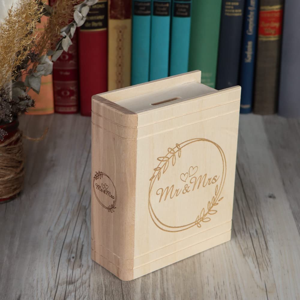 Spruchreif · Salvadanaio a forma di libro in legno con incisione · Salvadanaio come regalo di compleanno e anniversario (30° compleanno