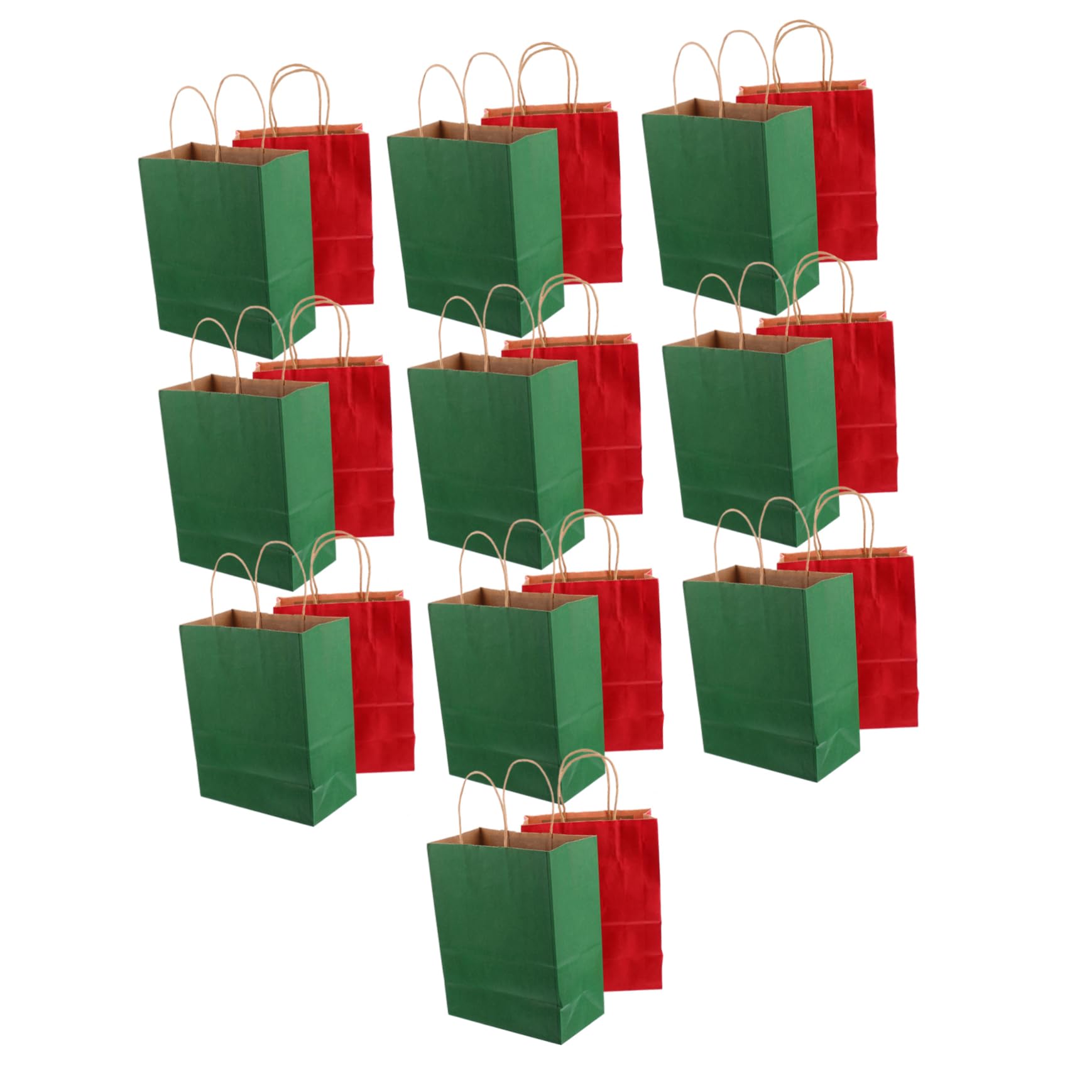 COLLBATH 24 Stück Umweltfreundliche und Recycelbare Weihnachtspapiertüten aus Kraftpapier mit Traggriff in Rot und Grün für Geschenkverpackung zu Weihnachten