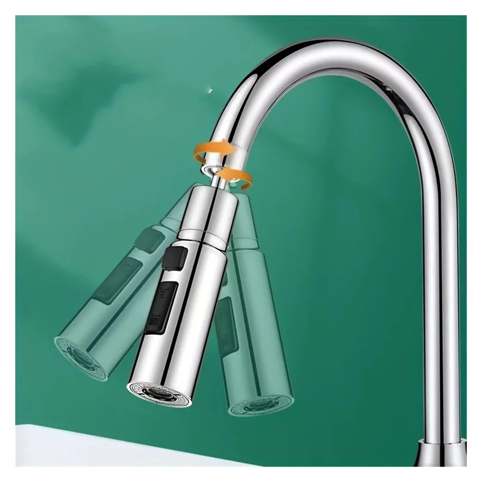 Aerator oszczędzający wodę ABS | Wielokolorowy do kranów: perlator oszczędzający wodę i adapter rozpryskowy(Chrome Rotatable)
