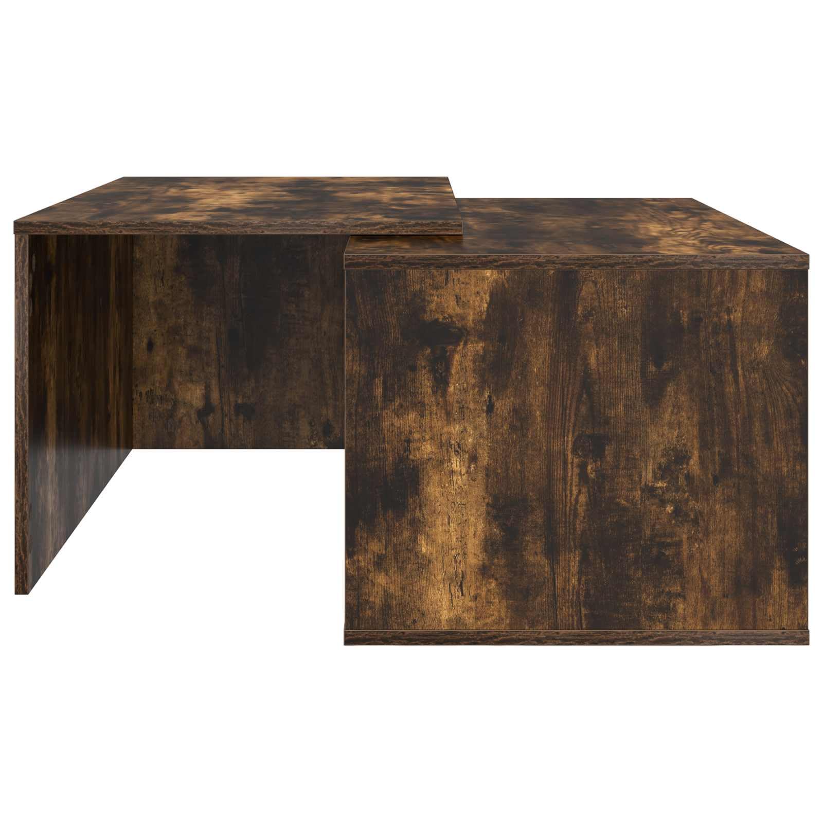 Set di 2 tavolini rettangolari in legno di rovere affumicato | Set di tavolini flessibili per il soggiorno con superficie facile da pulire e dal design minimalista.