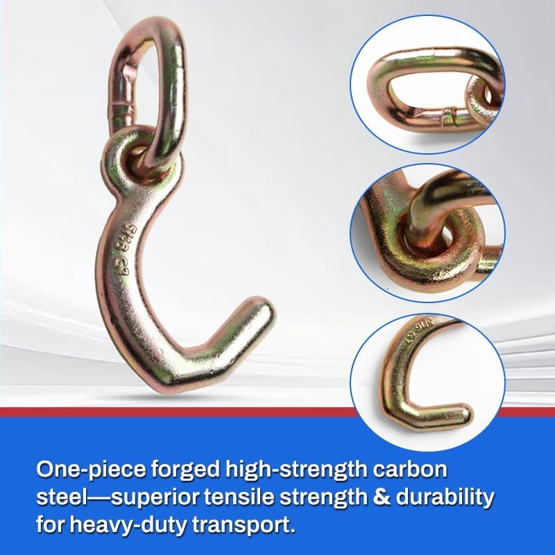 Heavy Duty Forged 5/16 J Hook with high-Strength Carbon Steel,Auto Tie Down Mini J Hook for Car Hauler, Wrecker & Towing Trucks