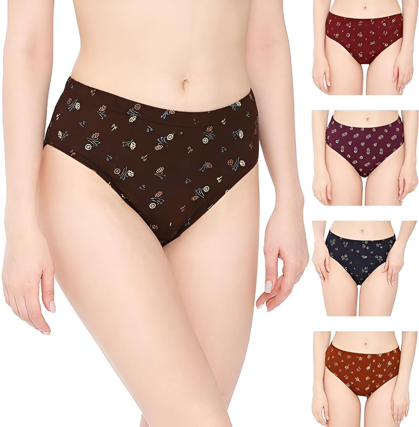 ilaiyaal clothings Fairlady Women's Briefs | Full Coverage, 100% Super Soft Cotton, Mid Waist | Inner Elastic Waistband | Underwear, Innerwear, Panties | Floral Print (Pack of 5)-picture-33