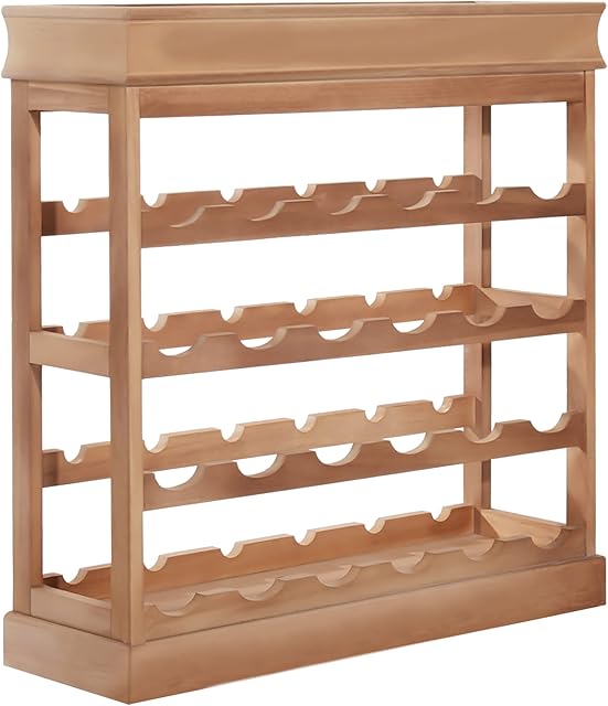 HOMCOM 4-tier Wooden Wine Rack 24 Bottles Stackable Organizer Display Storage Holder Shelves Stand Kitchen Home w/Countertop Natural wood