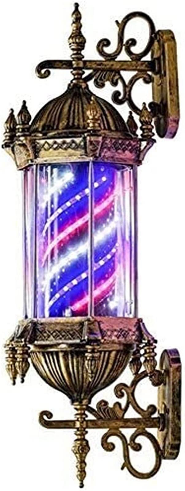 Poste de barbero con luz LED, Poste de barbero de 74 cm (29"), Estilo Retro, Resistente al Agua, con Tiras LED giratorias Rojas, Blancas y Azules, Ideal para peluquería.，Purple