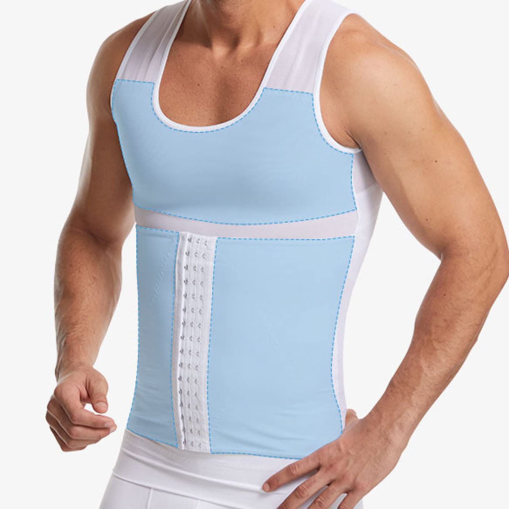 Hombres Fitness Body Shaper - Crochet Cintura Cincher Fajas Estiramiento Abdomen compresión Camiseta sin Mangas Ropa Interior para Gimnasio