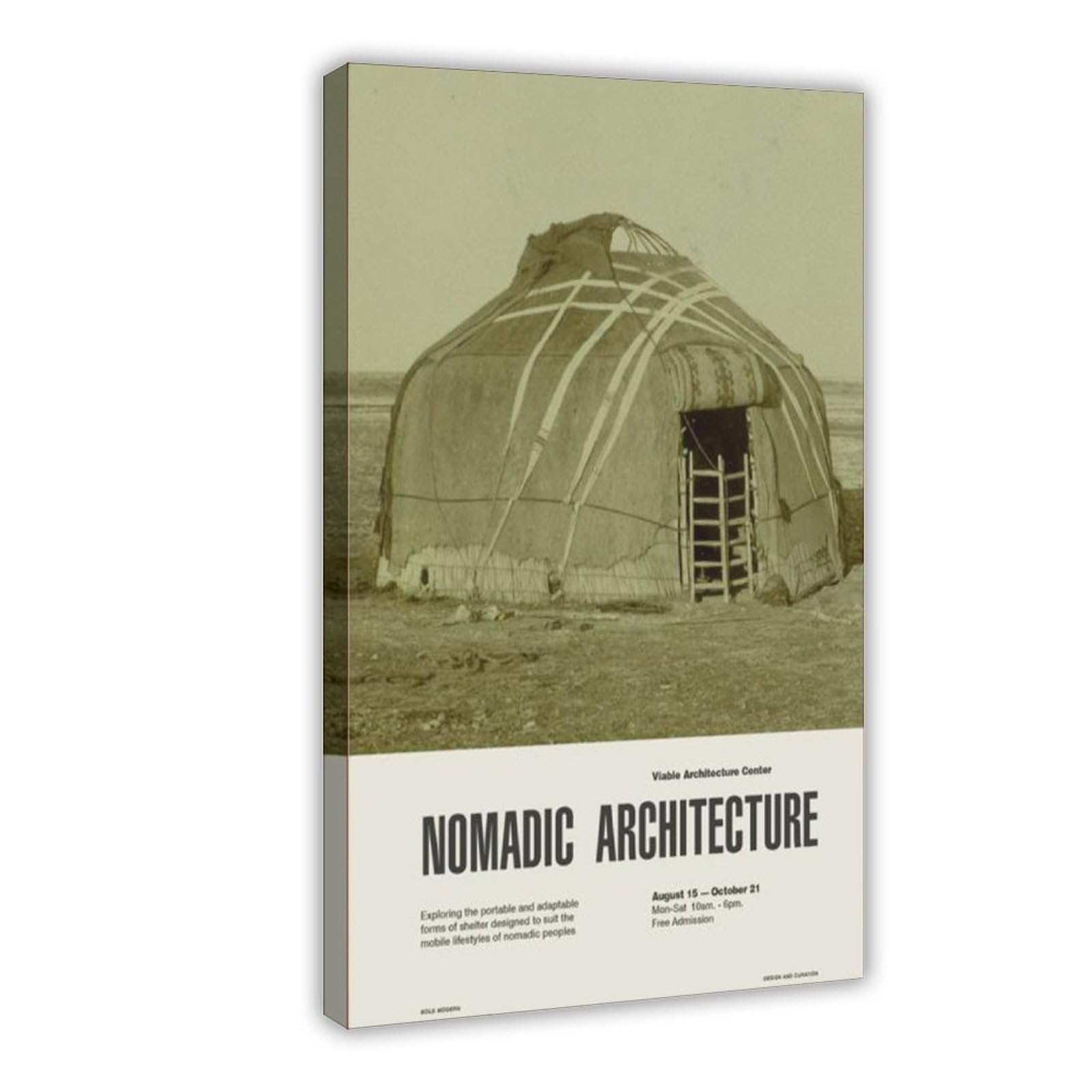 GJtyRFH Nomadic Architecture Mongolian Yurt Mid Century Modern Bedouin Tent Sahara Canvas Wall Art Posters And Prints Room Aesthetic Bedroom Office Decor 24" L X 36" W