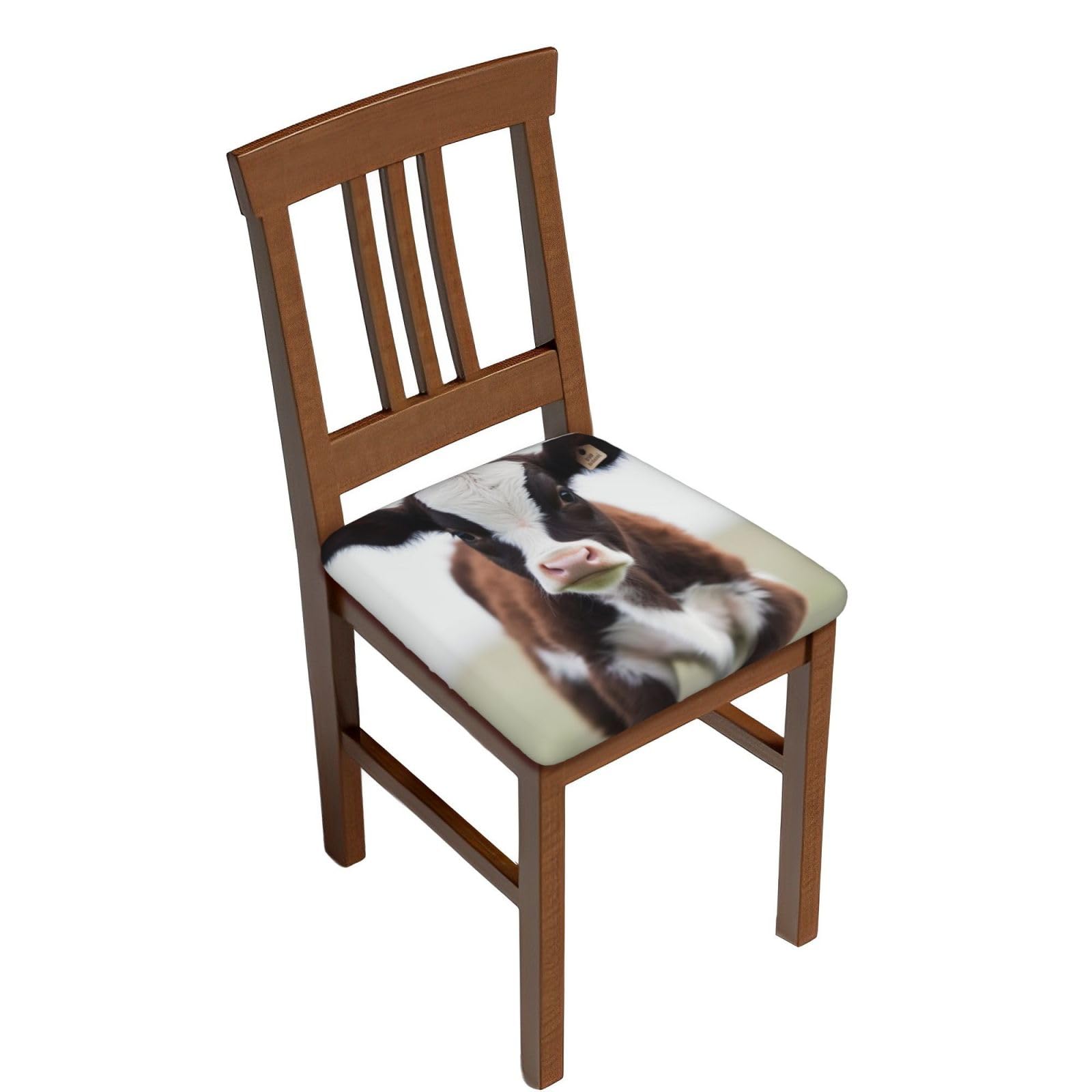 FodPand Cow Square Stool Covers Two Pieces, Stretch Removable Square Bar Stool Seat Covers Washable Dustproof Stool Cushion Slipcover Soft Milk Silk Bar Chair Covers with Band