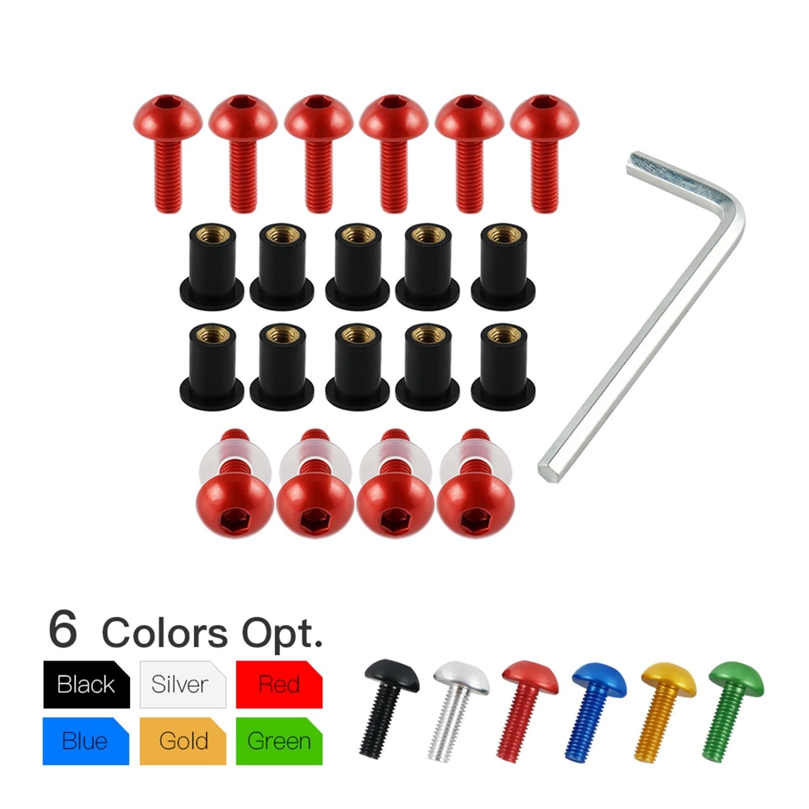 Kit Bulloni Parabrezza Moto Universale - 10 Pezzi In Alluminio CNC Per Honda, Yamaha, Suzuki - Foto 3