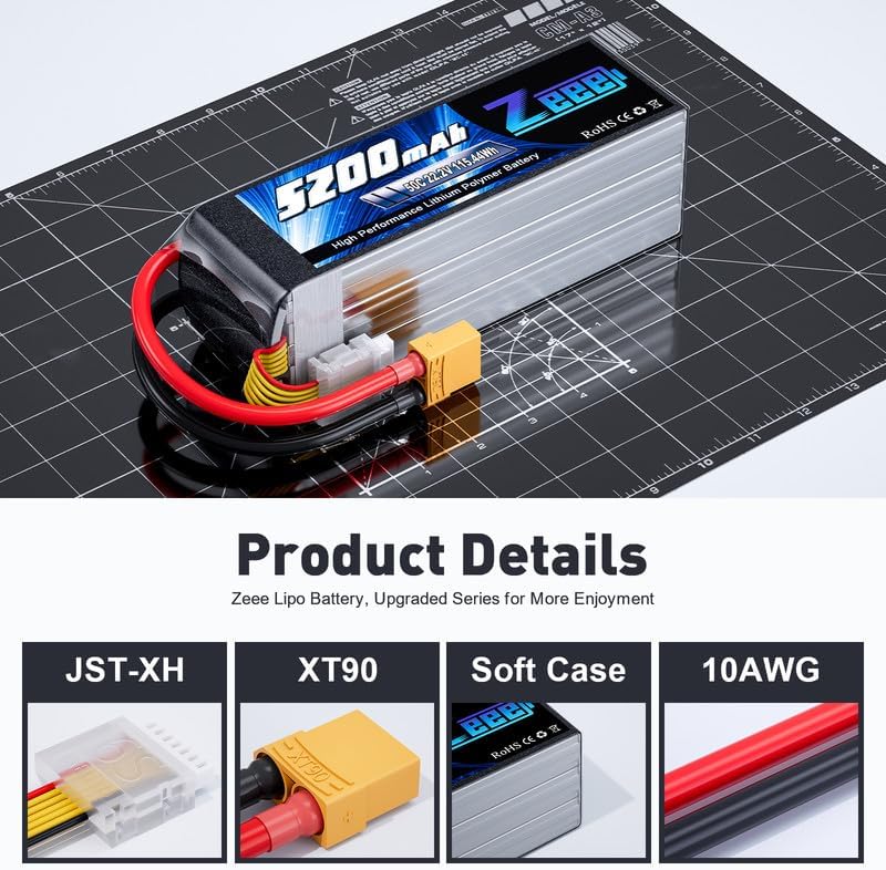 Miniatura 3 de Zeee 6S Lipo Batería 5200mAh 22.2V 50C con XT90 Plug Compatible para RC Avión RC Quadcopter Helicóptero Coche Camión Barco Hobby