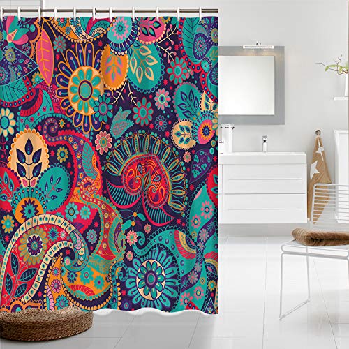 Mandala Shower Curtain Waterproof Indian Bohemian Colorful Arabesque Shower Curtain Sets for Bath
