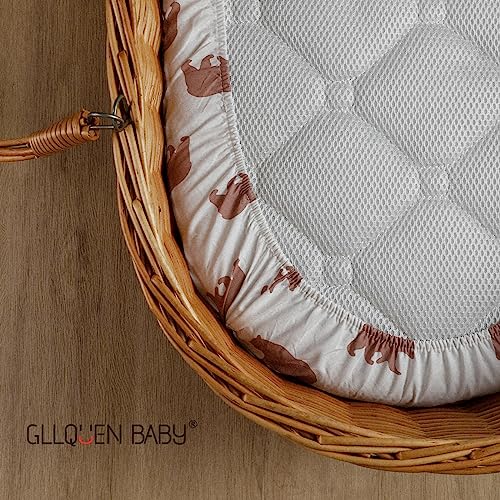 Image of Gllquen Baby Bassinet Sheets 4 Pack, Breathable Cozy Fitted Mattress Sheet | 32 inchx16 inch Soft Baby Sheets for Boys Girls, Compatible with Halo, Snoo, Uppababy, Universal fitted,Baby Gift,