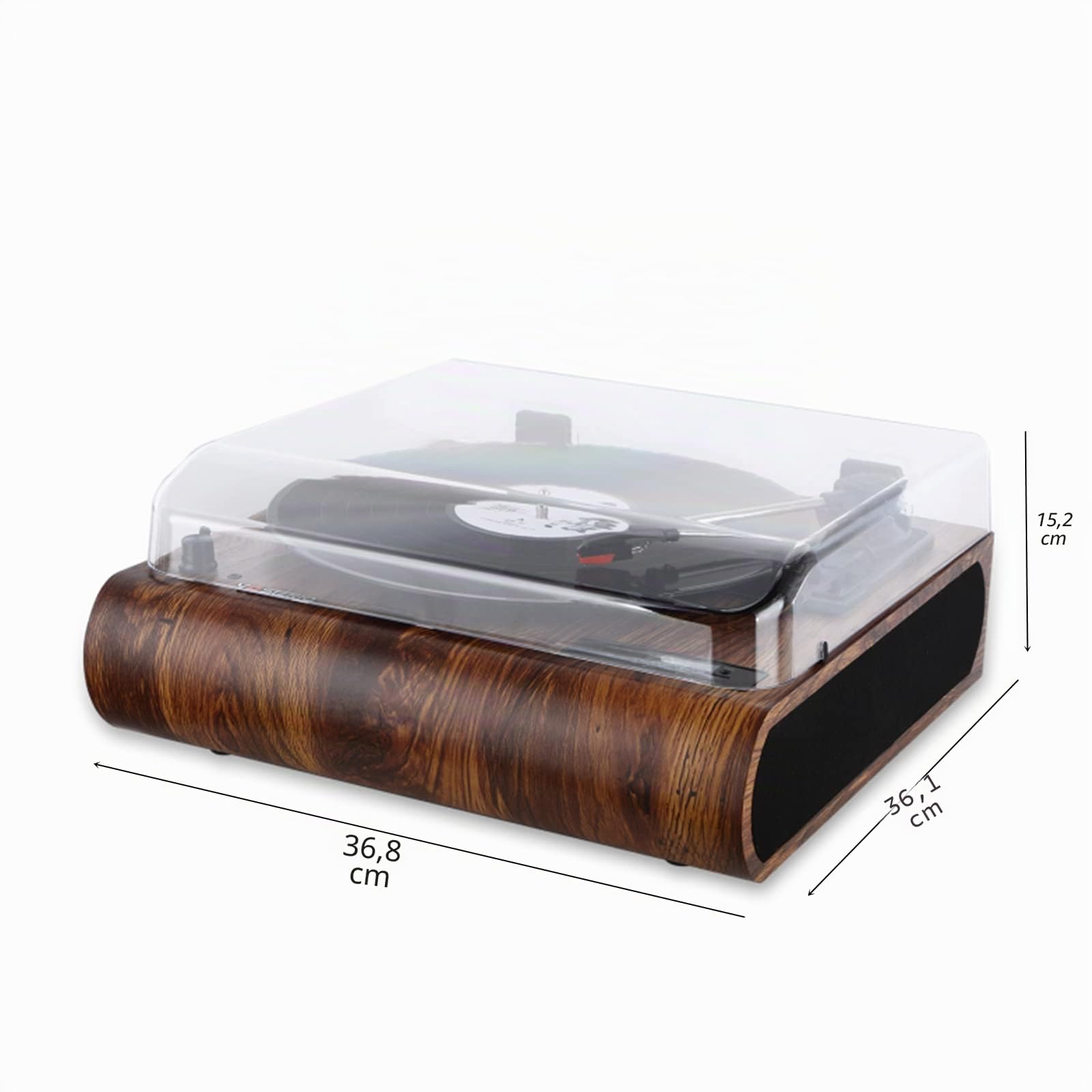 Vosterio Vinile Giradischi Bluetooth Portatile a Tre Velocità,Vintage con Altoparlanti Stereo Integrati, con Uscite RCA, Presa Cuffie, Radio FM, USB, Aux-in e display a LED