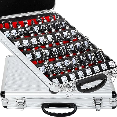 TAIWAIN 1/2 Shank Router Bit Set 41 PCS, Round Over Raised Panel Cabinet Door Rail and Stile Router Bits, Wood Milling Tool, Groove Tongue Cutter Tool for Woodworking(S-BIT)