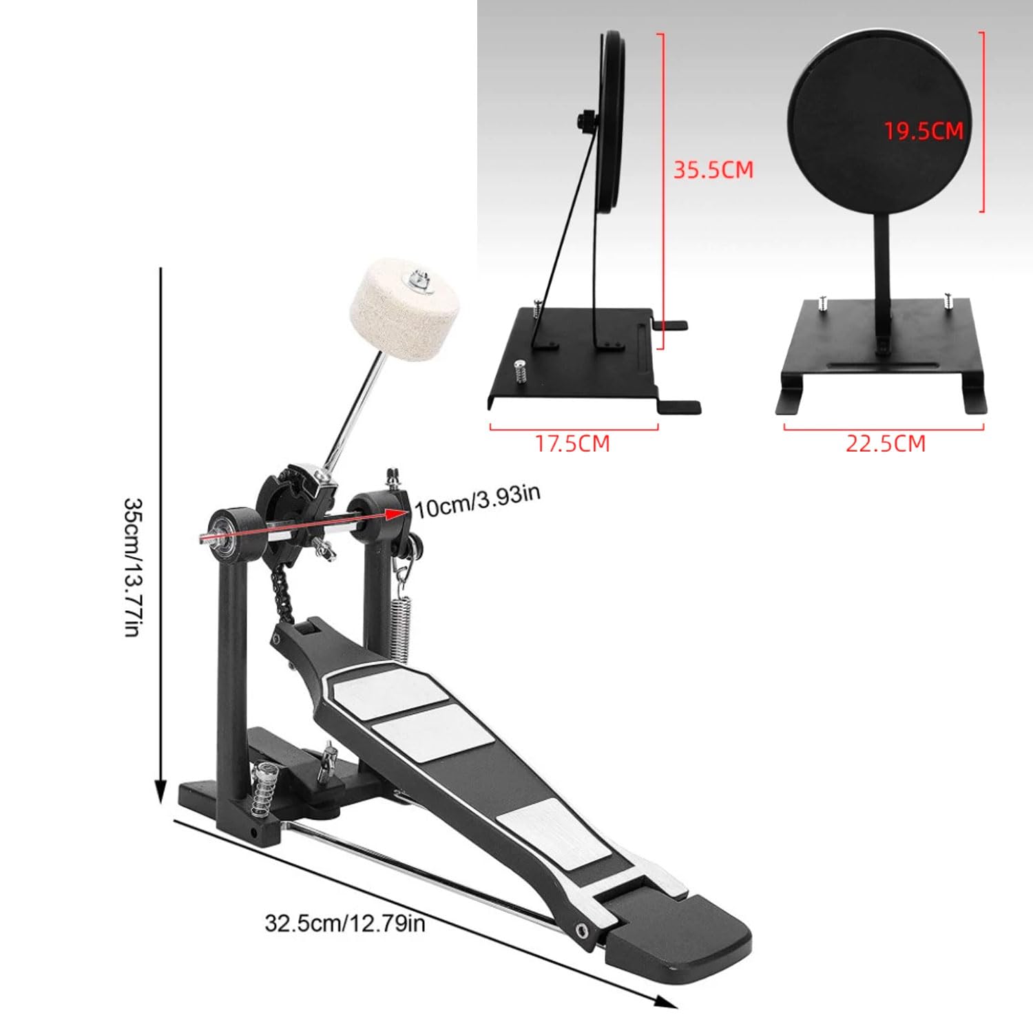 Entrenador electrónico de bombo – Pedal de práctica de autoaprendizaje para músicos principiantes para mejorar las habilidades y el rendimiento del bombo (azul)