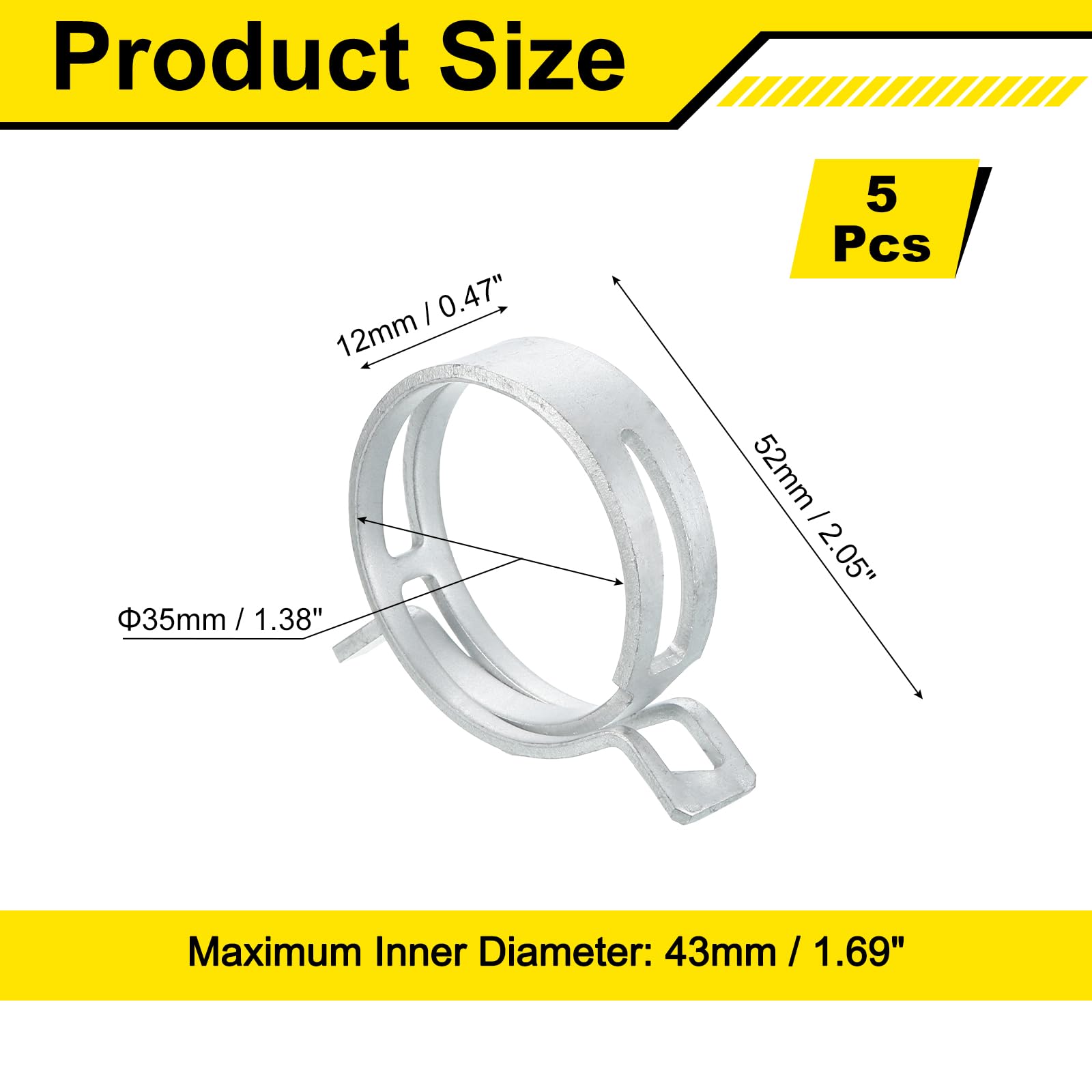 Sourcingmap 5Pcs Spring Band Type Action Fuel/Silicone Vacuum Hose Pipe Clamp - Image 2