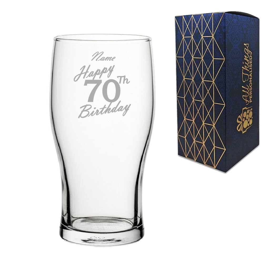 Verre à bière gravé personnalisé, motif tulipe classique, capacité de 570 ml, personnalisable avec n'importe quel nom, boîte cadeau
