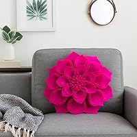 Vista 13 de Fennco Styles Almohada decorativa de pétalos en forma de corazón 3D hecha a mano con relleno redondo de 13 pulgadas, almohada floral aguamarina