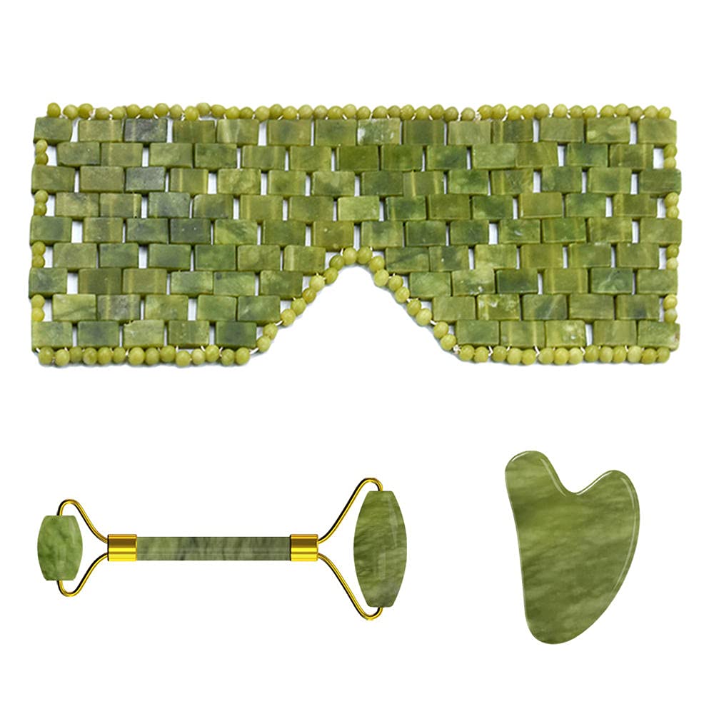 Jade Eye Masque Visage Massage Rouleau Guasha Set Ensemble 100% Cristal Naturel Stone Sleeping Tool Tool Massager-Yeux de tigre