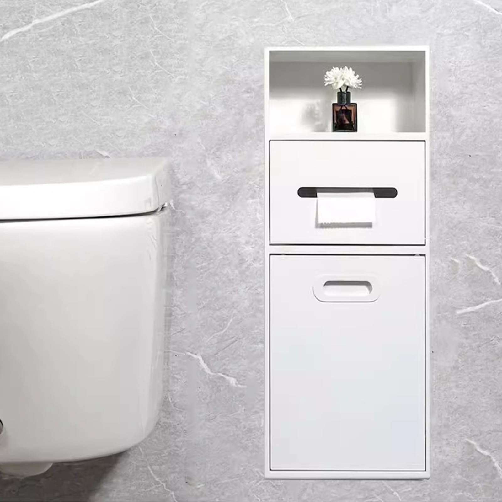 Recessed Toilet Paper Holder Niches, Stainless Steel Niche With TP Holder And Trash Can Multicolor Multiple Sizes(White,7.8x26x5.5in)