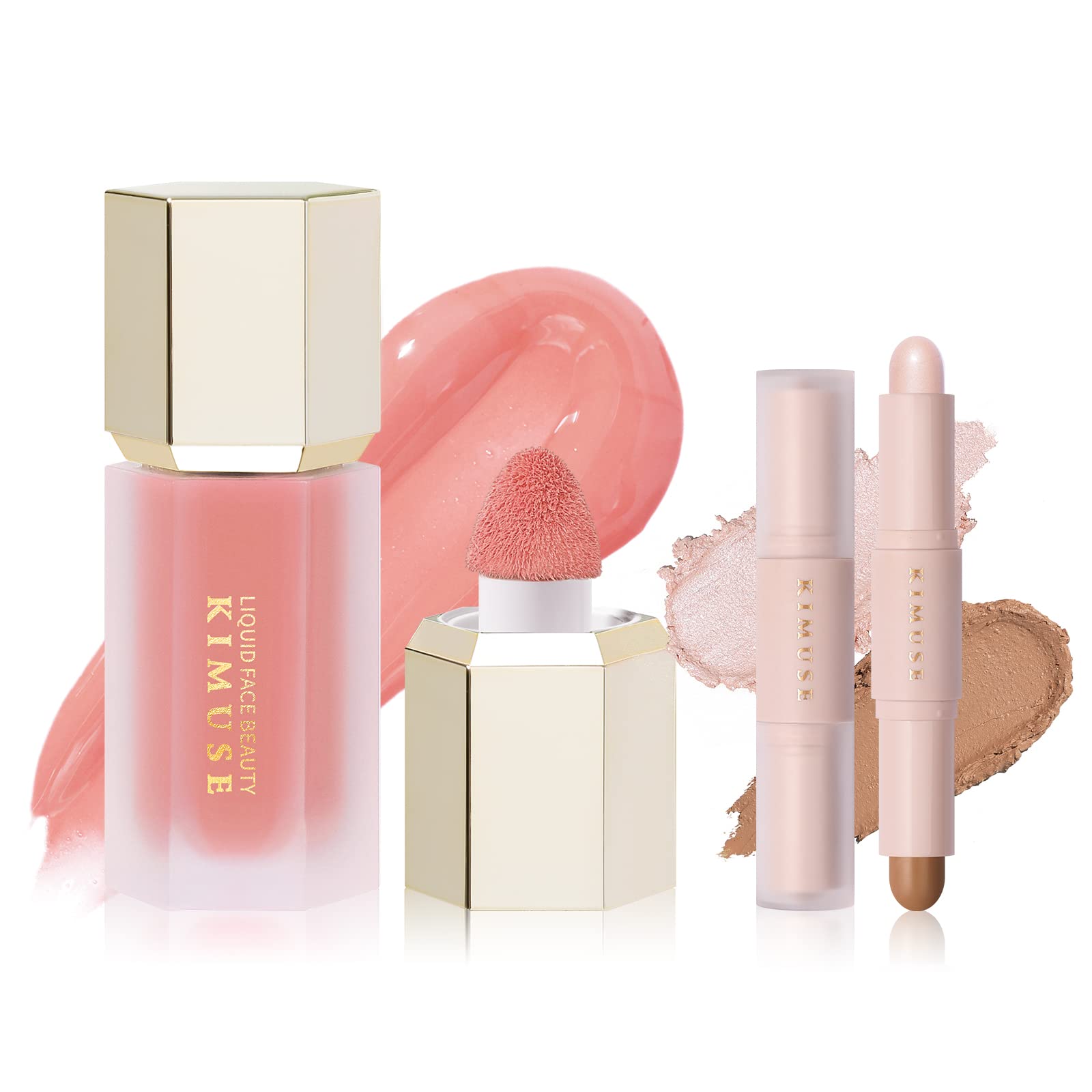 KIMUSE Soft Cream Blush Makeup & 2 Color Dual Cream Contour Stick