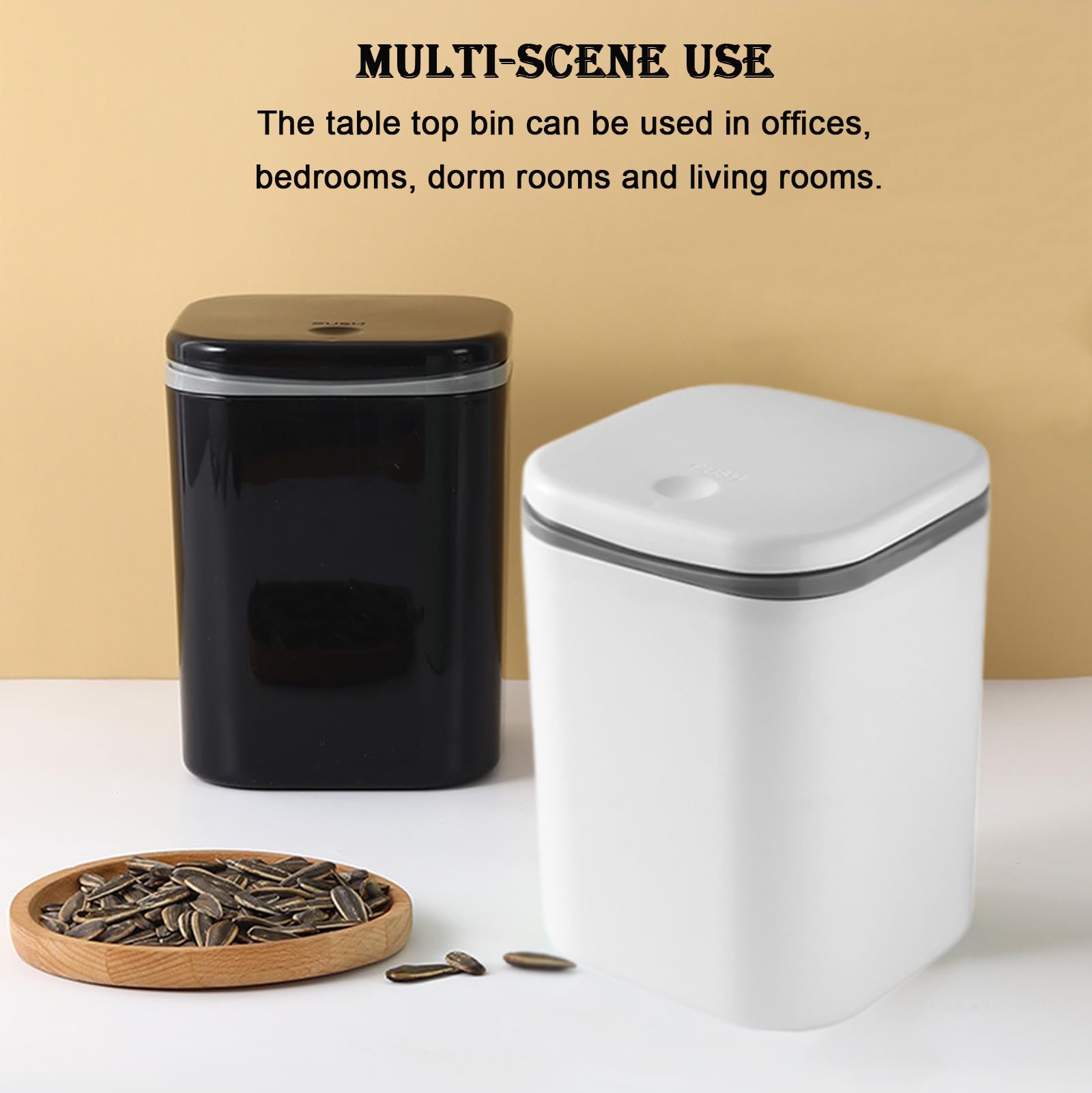 Mini Cestino da Scrivania, Cestino Spazzatura con Coperchio, Cestino da Tavolo, Cestino da Tavolo in Plastica, Mini Cestino per il Letto Dell'auto Della Cucina del Bagno Dell'ufficio (nero)