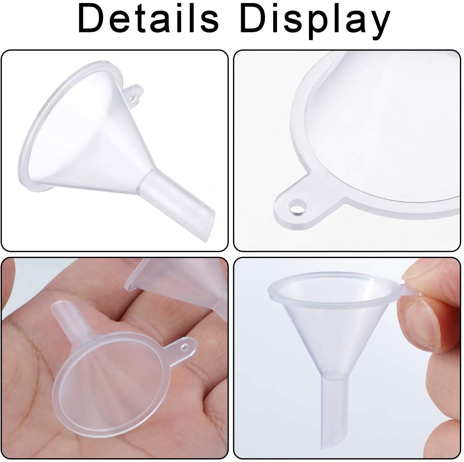 Embudo Pequeño, 24 PCS Mini Embudos de Plástico Transparente para Llenado de Botellas, Perfumes, Aceites Esenciales, Botellas de Laboratorio, Artesanía