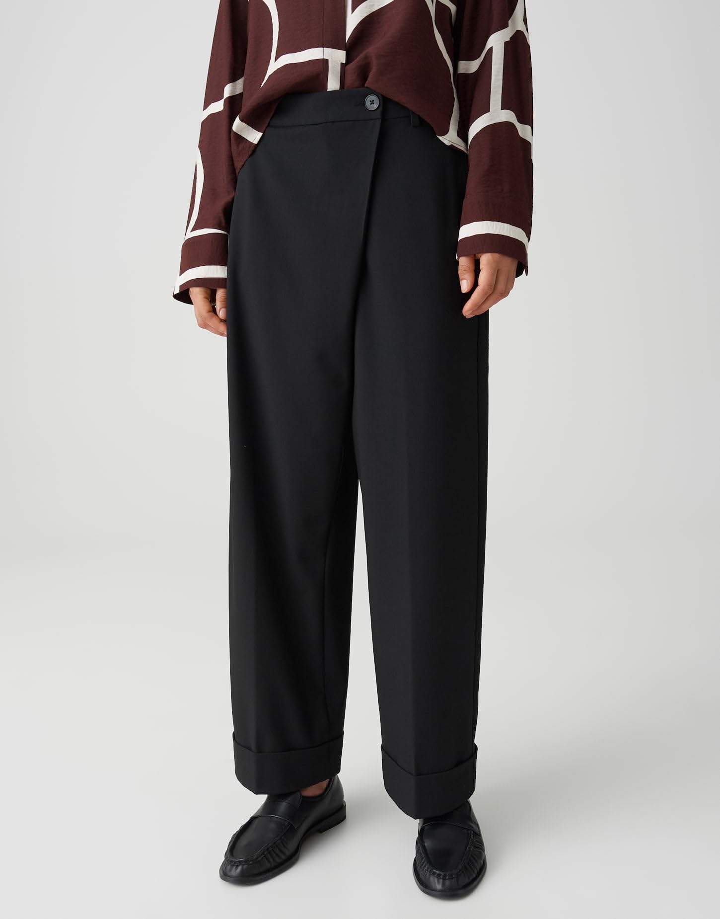 OPUS Damen City Pants | MOZY Turn-UP Relaxed City Pants aus weichem Viskose Mix