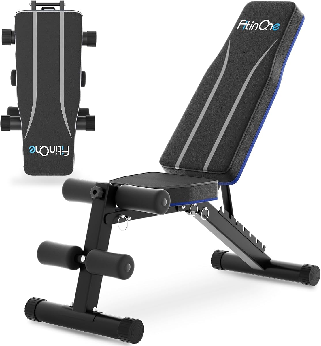 FitinOne Banco de pesas plegable ajustable para gimnasio en casa, capacidad de 660 libras, banco de entrenamiento multifuncional, resistente y duradero para todo el cuerpo