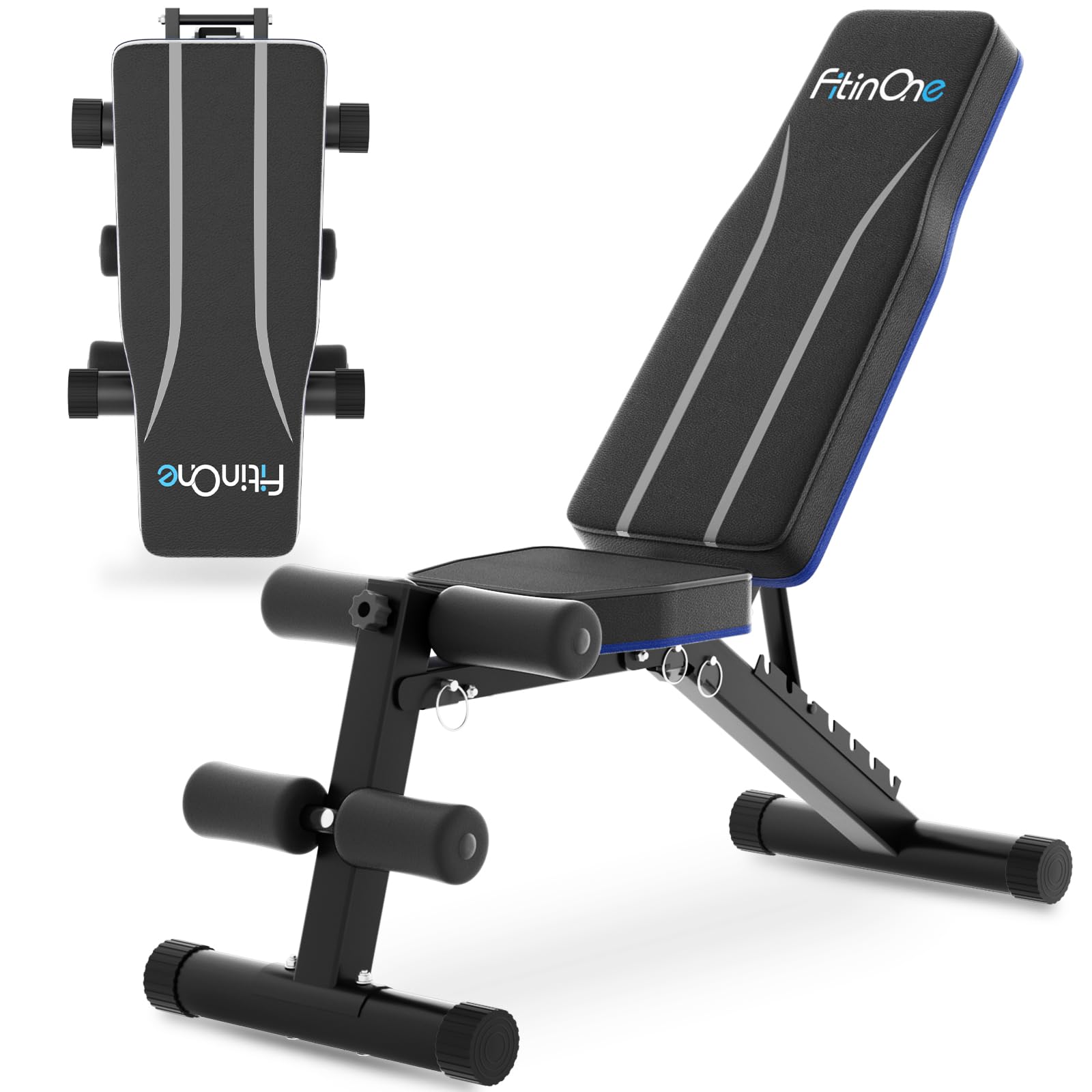 FitinOne Adjustable Weight Bench, 660LBS Foldable Workout Bench for Home Gym, Incline Decline Flat Bench Press with Quick Folding & Fast Adjustment