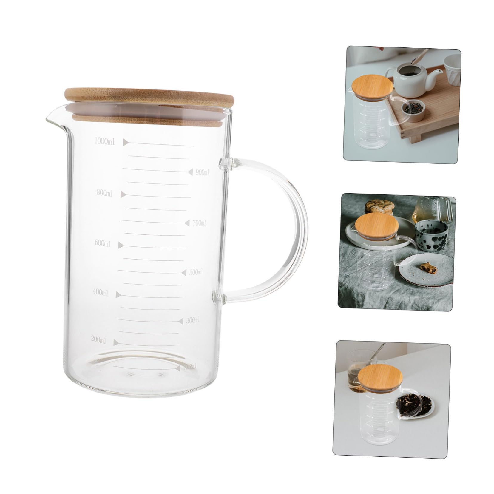 Bicchiere Graduato Con Manico e Coperchio Misurino Per Cucina Per Caffè Succo e Bevande Varie Misurazioni Accurate e Facile Da Riporre